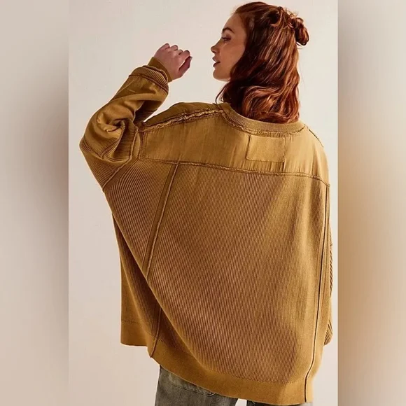 NWT Free People We The Free Worn Thru Pullover Sweater XS Rib Knit - Picture 3 of 6